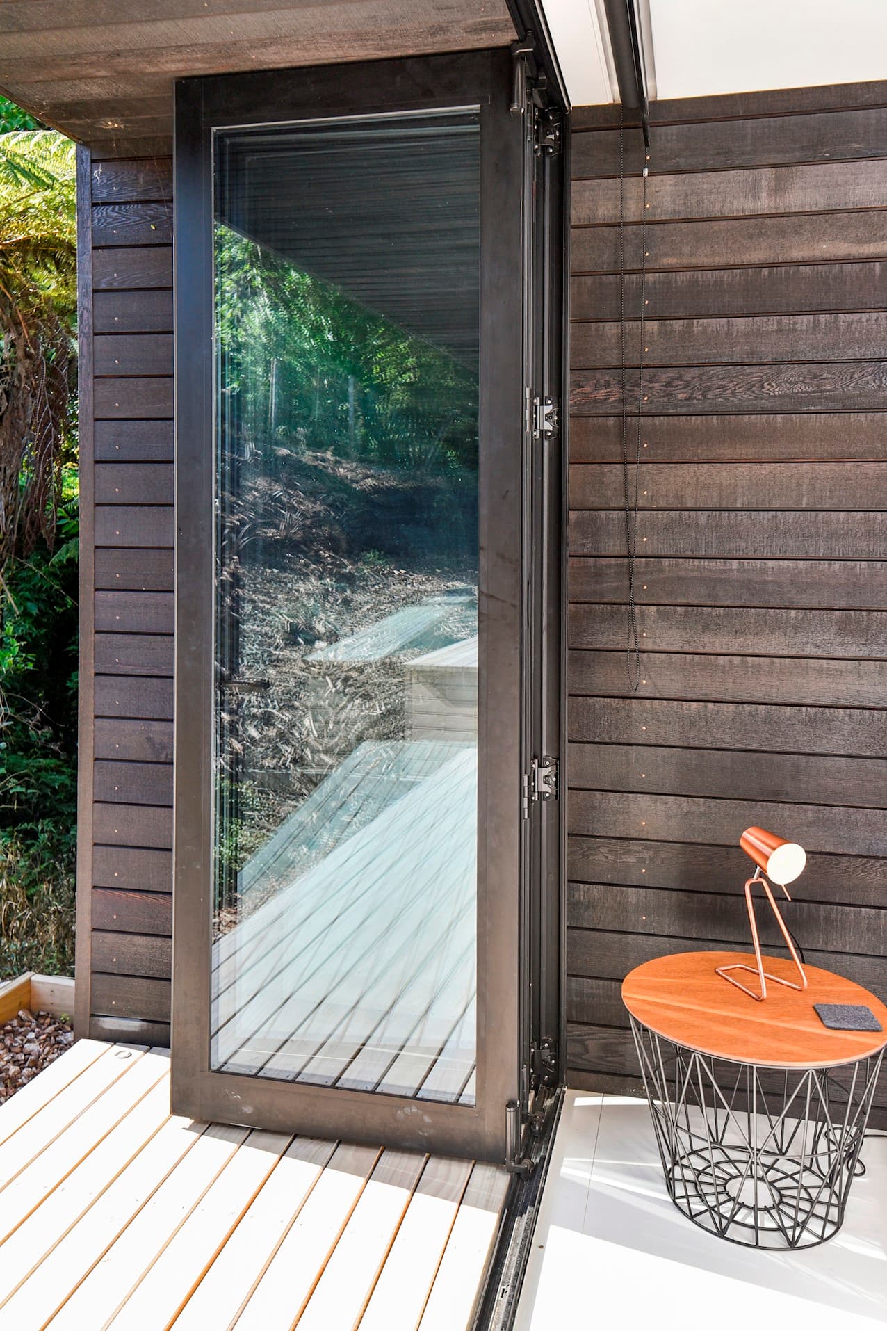 The bedroom door to the bush