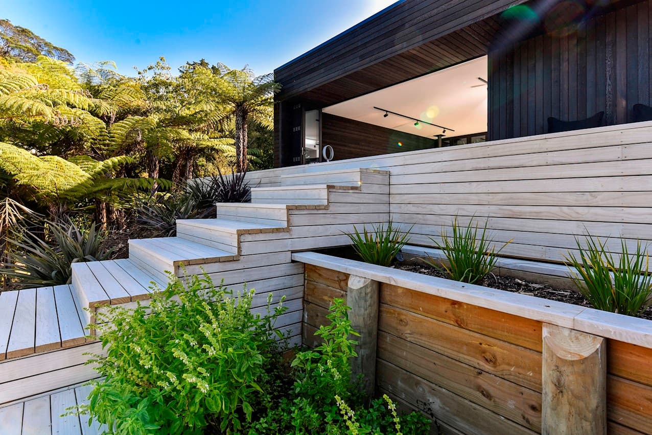 Terraced steps and planting