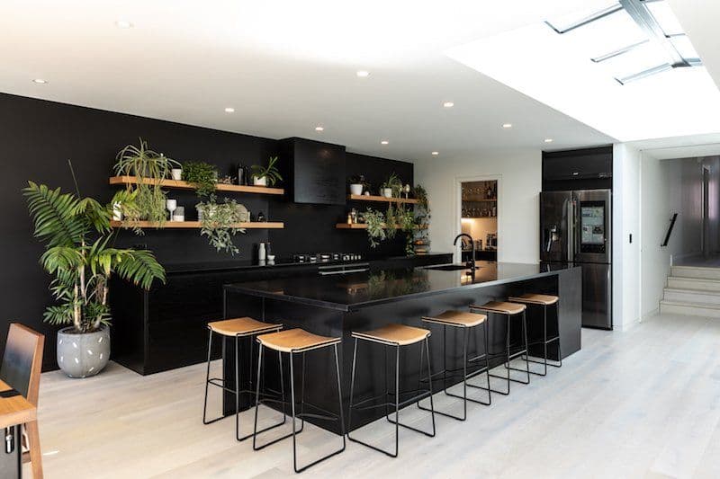 The black kitchen from the living