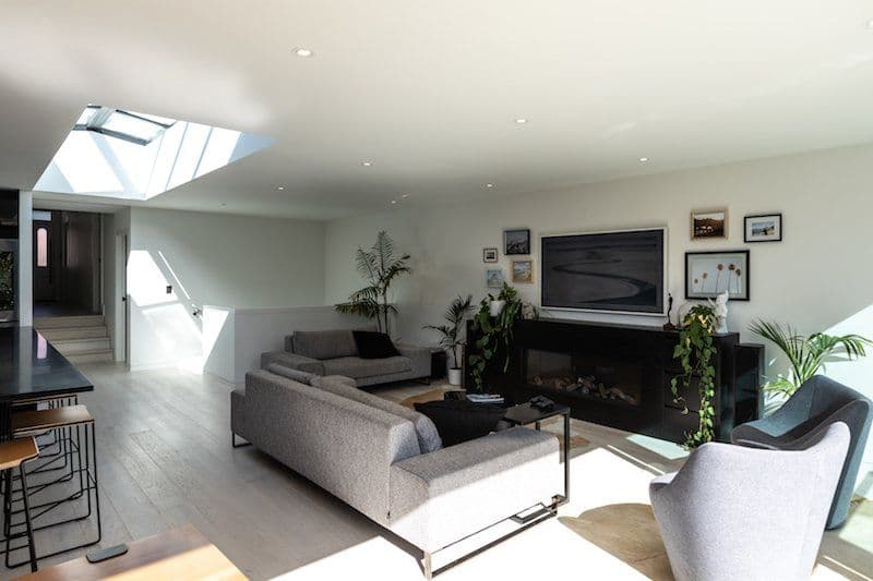Living room and fireplace