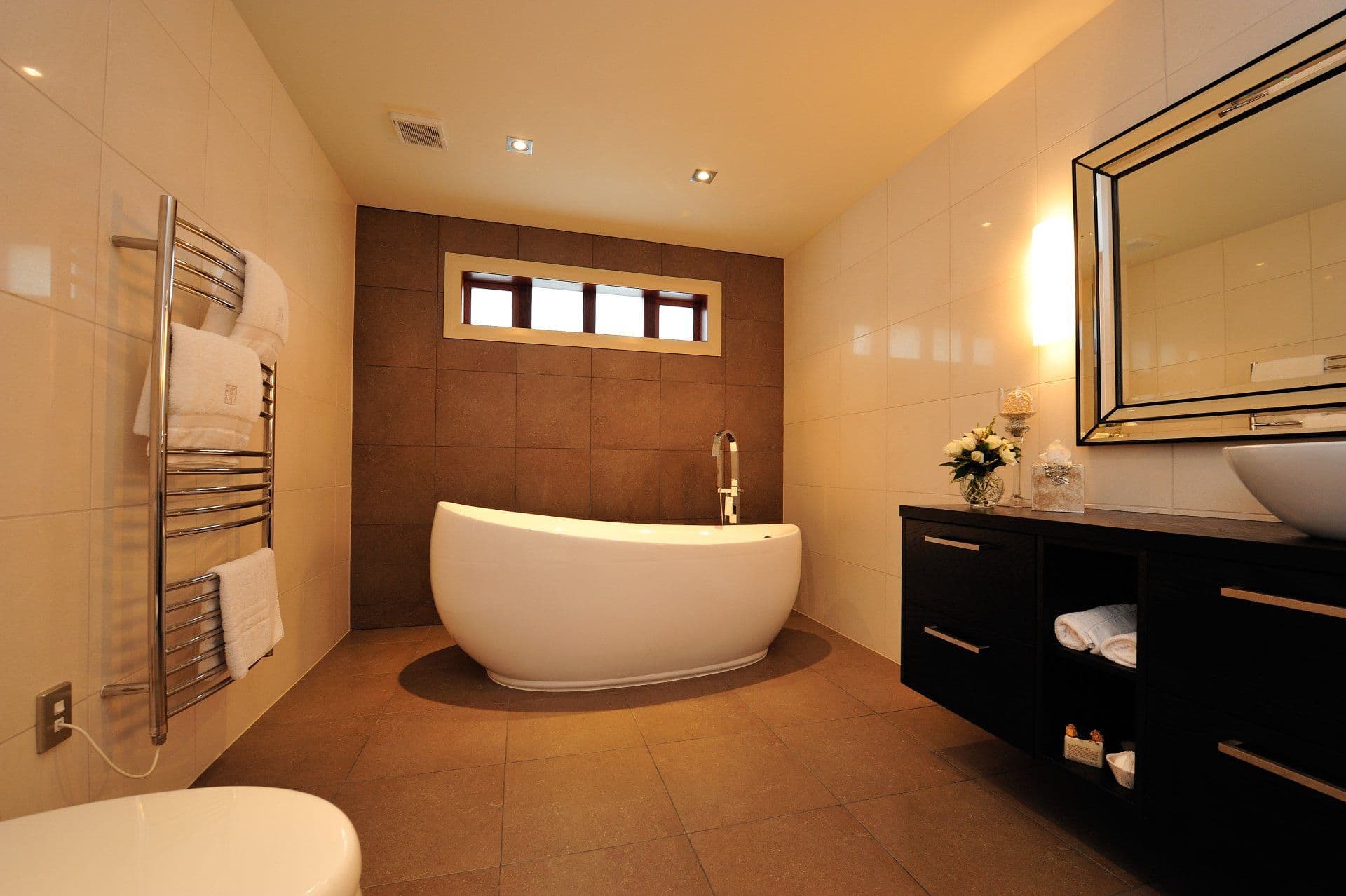 Bathroom with freestanding bath